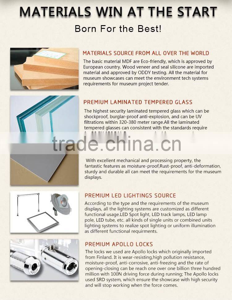 New Design Wooden Museum Glass Display Showcase