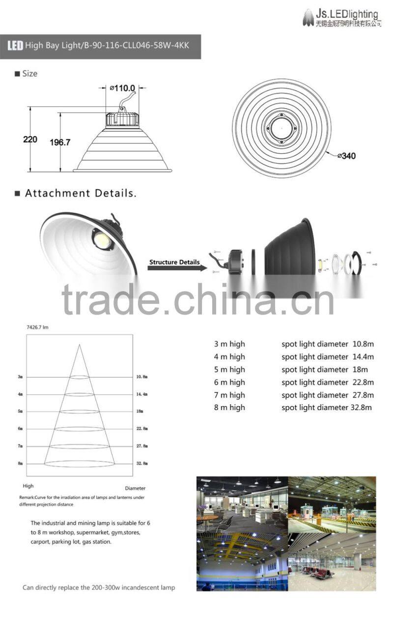 60-200w led high bay light. 90 degree. B-90-116-CLL046