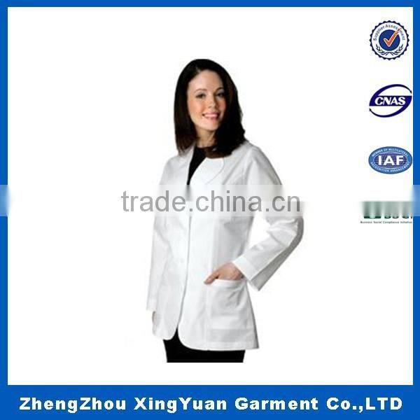doctor uniform printed/embroideried customized logo for female/men/unisex white long sleeve lab coat with inner pocket OEM