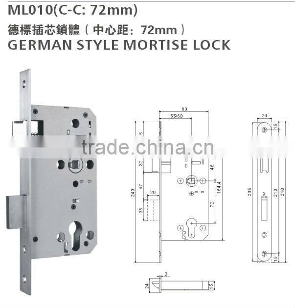front door locks or mini lock or lever handle mortise locks