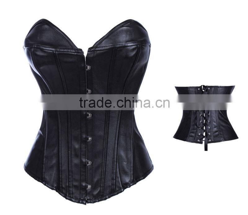 sexy underbust leather front zipper corset tops m1990
