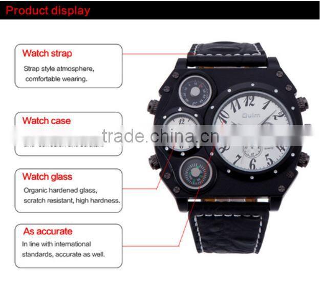 wholesale fashion leather big face quartz mens wrist watches