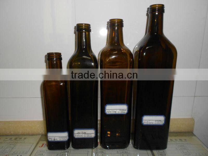 marasca type dark green glass olive oil bottle 250ml, 500ml, 750ml and 1000ml
