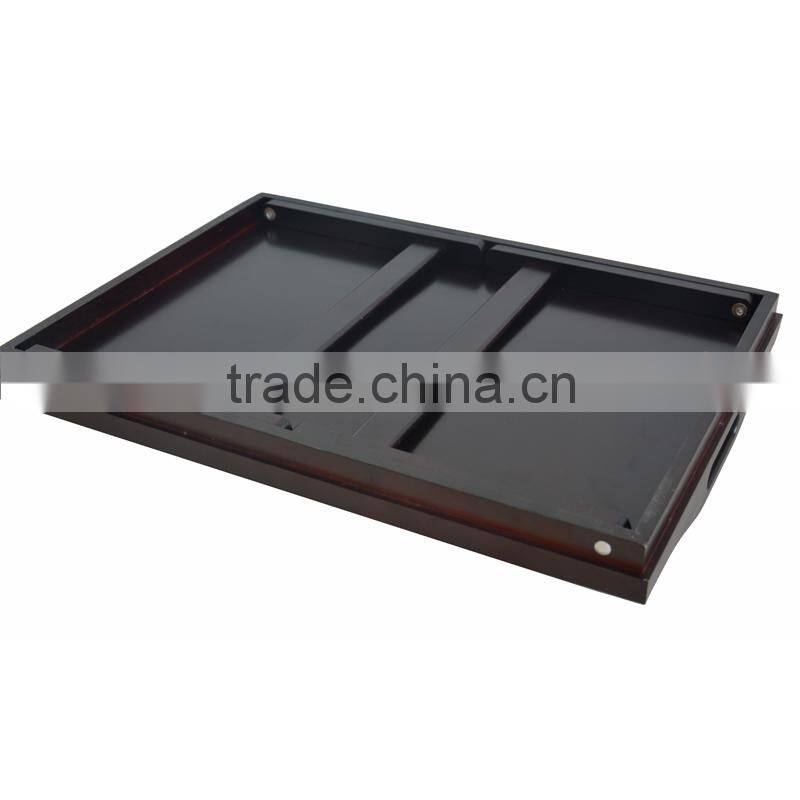 Lacquered Black Bamboo Bed Tray , Breakfast Desk with foldable legs