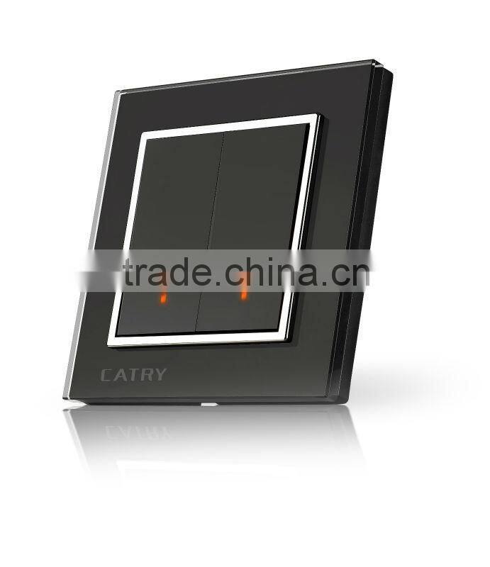 2 GANG 2 WAY BLACK TABLET SWITCH,NEW STYLE WALL SWITCH,GLASS PANEL SWITCH