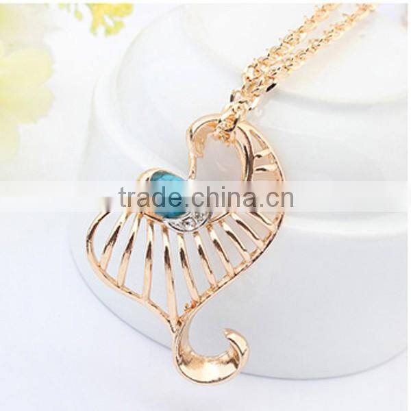Fresh Jewelry Golden Heart Necklace Earring And Ring Sets