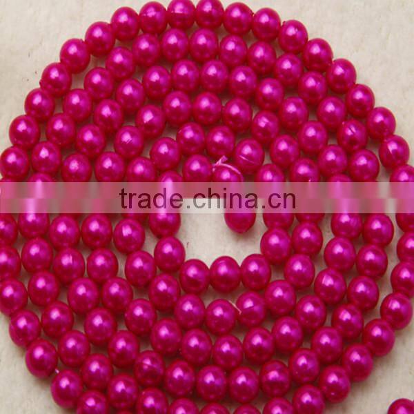 Hot selling 5mm colorful immitation pearl ABS round plastic beads chain for Jewelry christmas