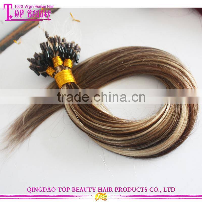 2016 Best Selling No Shedding Tangle Free Wholesale Price 100% Remy Brazilian Ombre Micro Ring Loop Hair Extensions