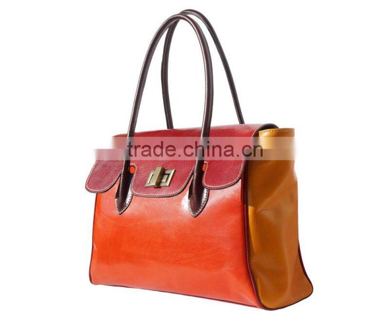 colorful handbag with double handle handbags italian bags genuine leather florence leather fashion