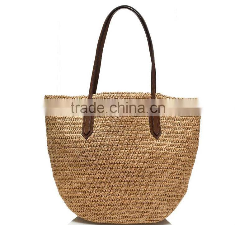 Latest Design Girl Handbags Rattan Woven Beach Tote Bag