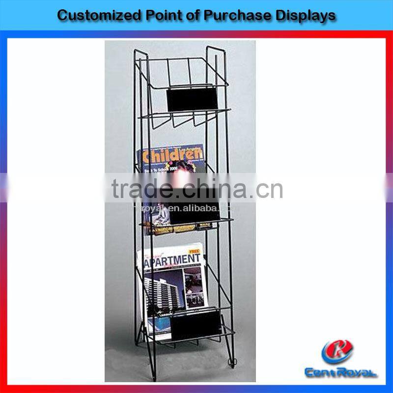 Library modern 3-tier matel wire book magazine display rack