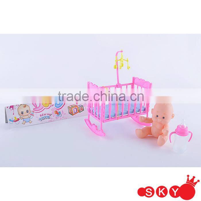 2016 captive design vinyl baby doll no hair new design with mini bed the most popular gift for kids wholesale OEM vinyl princess