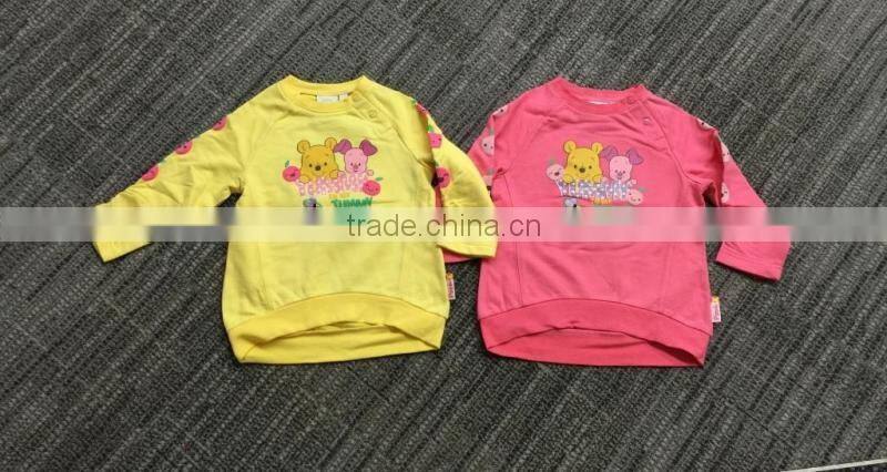 Wholesale top brand children winter clothes, kids top with 100% softer cotton shoulder open