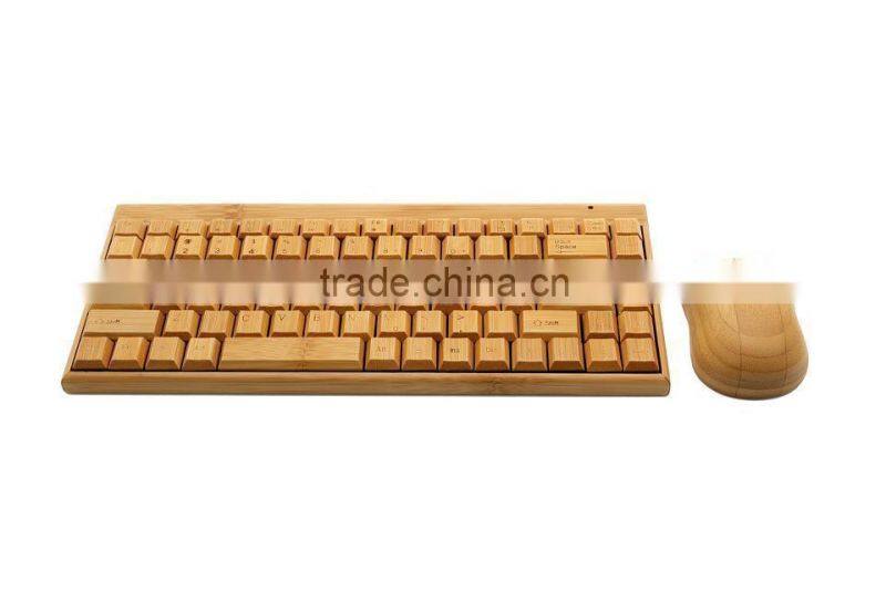 Environmental Handmade 2.4Ghz Wireless Bamboo Keyboard and Mouse Set