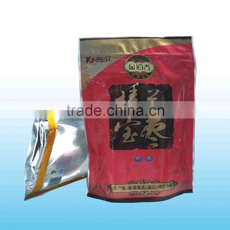 High clear stand up zipper top resealable bag for dates fruit packaging