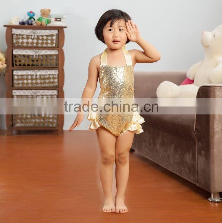 2017 New Product Wholesale Boutique Solid Shiny Romper, Bow-Knot Hairband Baby Adorable Girls Summer Clothes