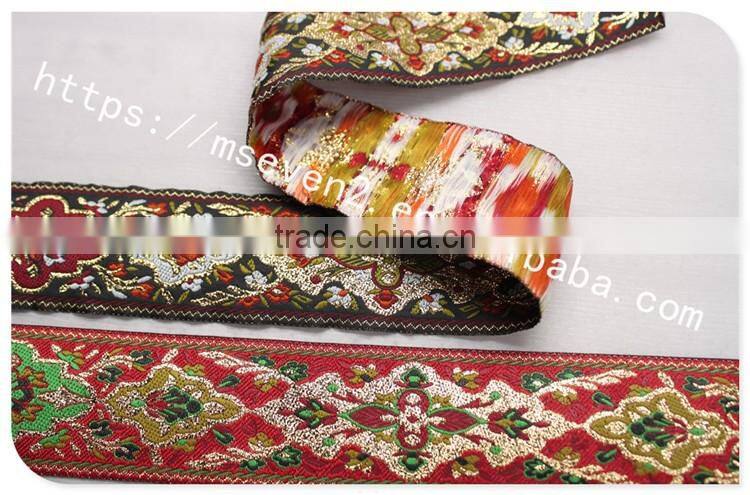 Newest 4.3cm width ethnic embroidery webbing polyester for garment/bag