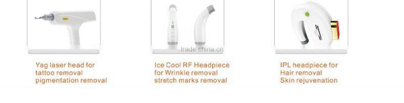 Multifunctional RF skin tighten IPL ND YAG for hair removal tattoo removal