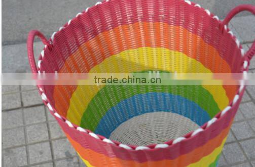 soft cheap crochet Polyester PP straw basket laundry woven basket