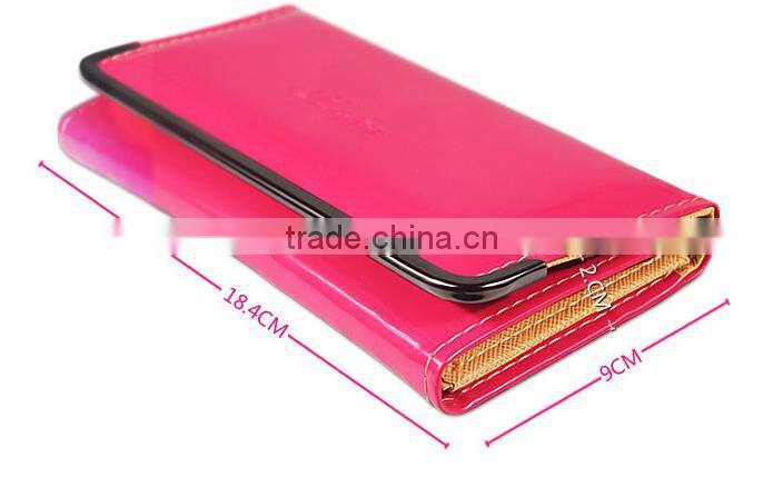 2015 New Fashion Cheap Ladies Candy Color PU Leather Wallets Women Clutch Purse Handbag Card Bags