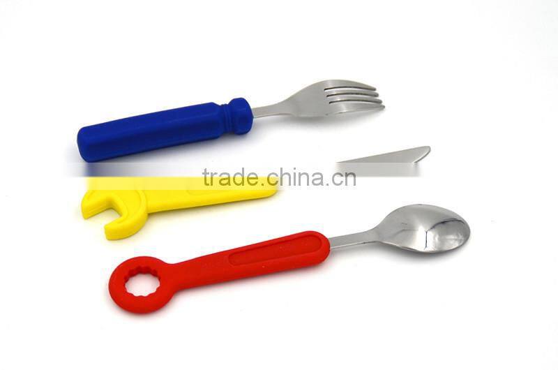 safe colorful stainless steel baby cutlery set