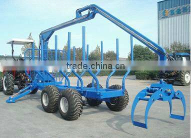 timber wood trailer with Crane