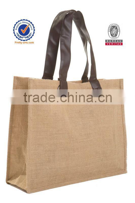organic jute bag with PU handle