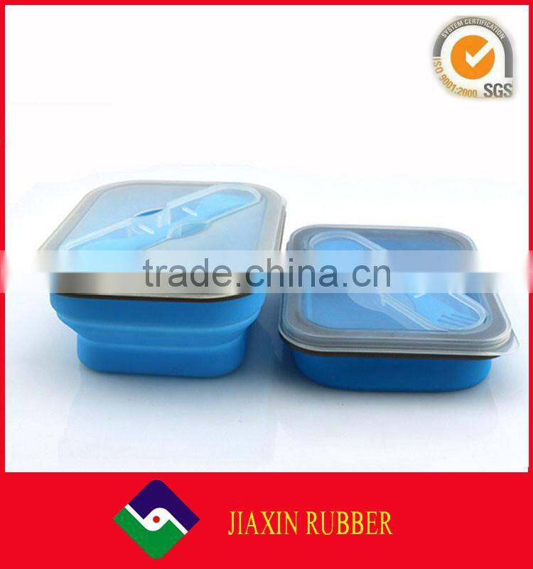 FDA approve food grade collapsible silicone lunch box portable bento box disposable food containers 600 ml