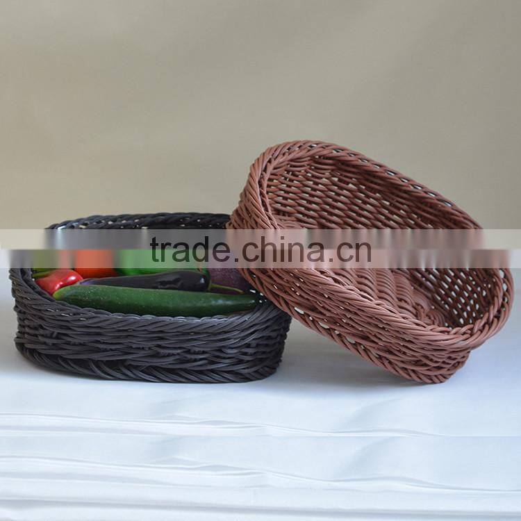 Used food dispaly tools PE wicker woven round shape bulk supermarket or kitchen vegetable storage baskets