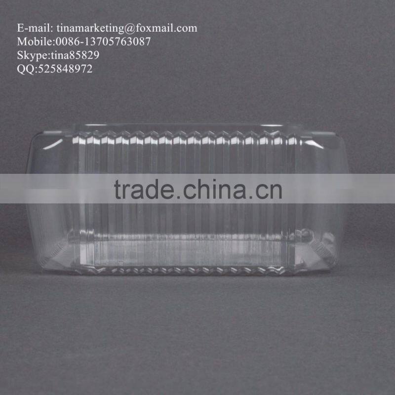 Square Clear Hinged Clamshell Type Plastic StayLock Medium Food Container for Salad, Muffins, Cake, Pastry and Fruit Packaging