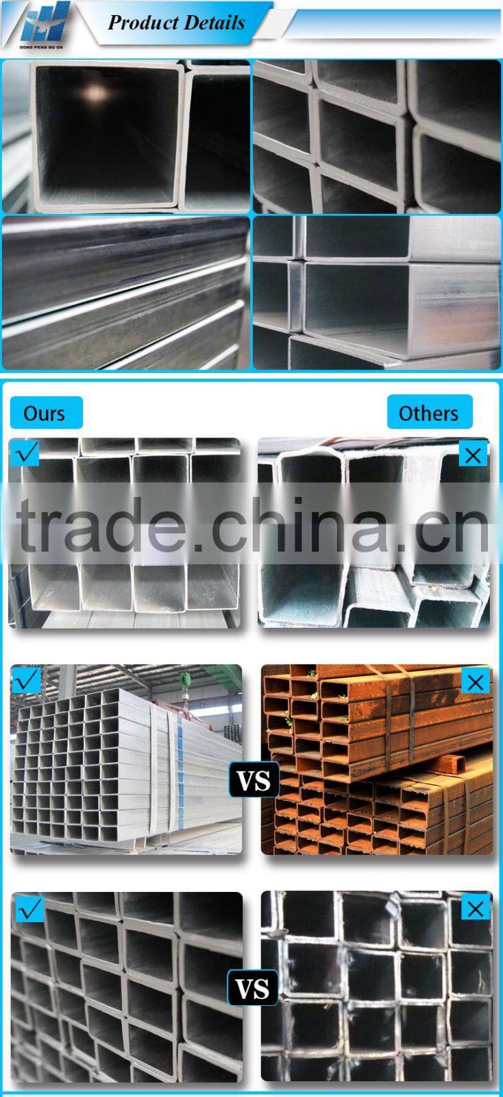 erw carbon pre galvanized square steel tubing gi Pipe 50X50