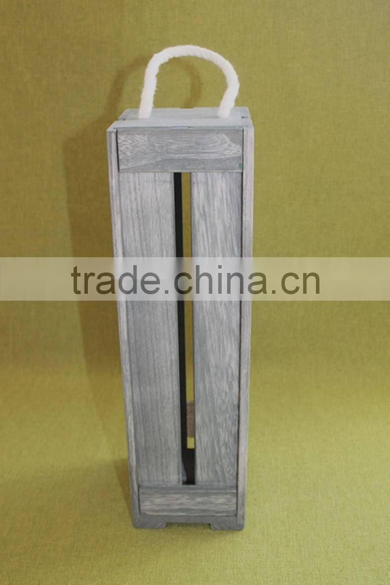 Vintage handmade cheap wooden wine bottle gift packing laths boxes with slide lid