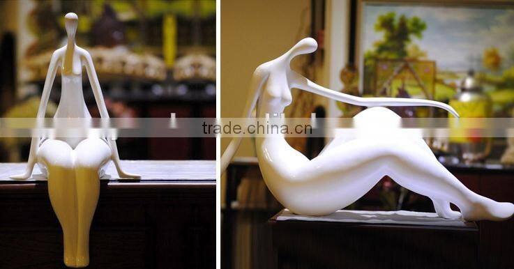 white red black resin naked lady home decration statue art piece