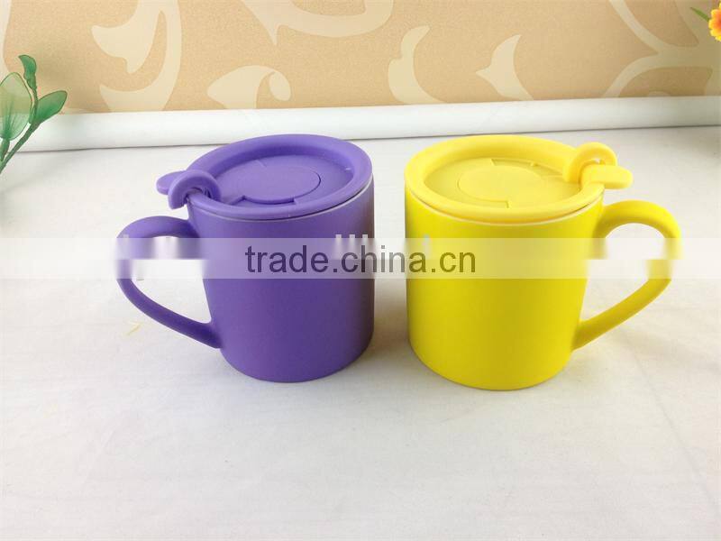 10 oz ceramic mug cup with plastic lid