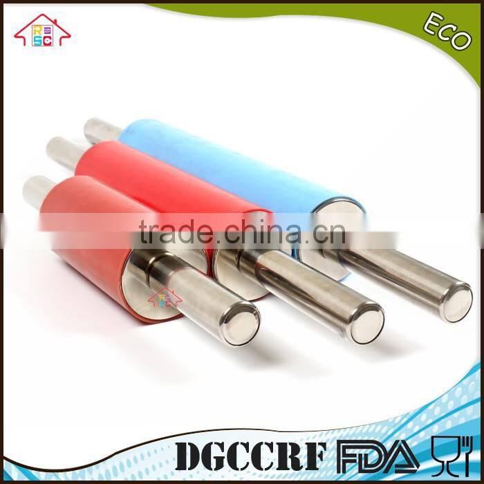 NBRSC High Quality Non Stick stainless steel Silicone Rolling Pin Set with Silicone Baking Mat Ball Bearings