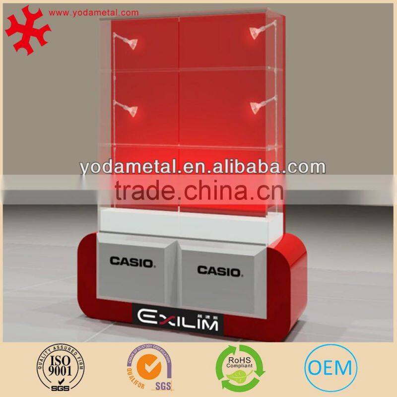 Luxury led lights wall mounted watch display case with drawer