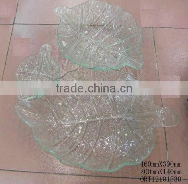 leaf shape hot melt glass plate for fruit