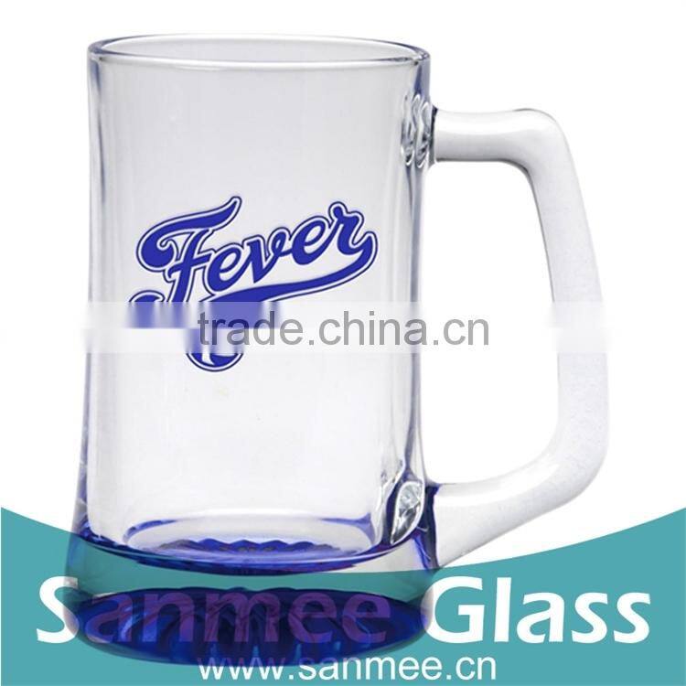Branded Glass Beer Mug with Handle for Wholesale