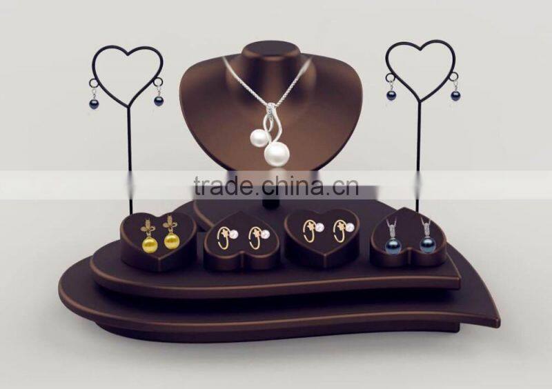 Custom design jewelry decoration shop earring necklace ring leather jewelry display set