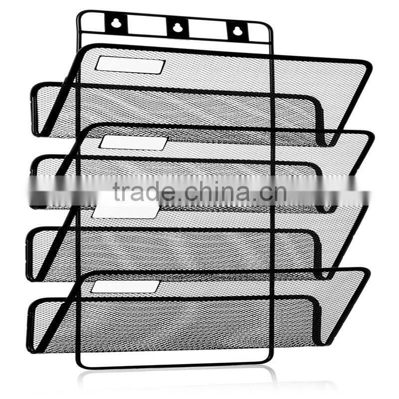 2017 Wholesale 4-Pocket Hanging Wall File Organizer, Folder Holder + Mounting Hardware + Labels