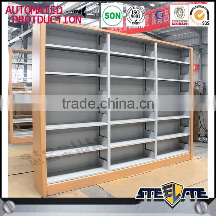 Cheap wooden bookcase furniture used library shelving from China manufacturer