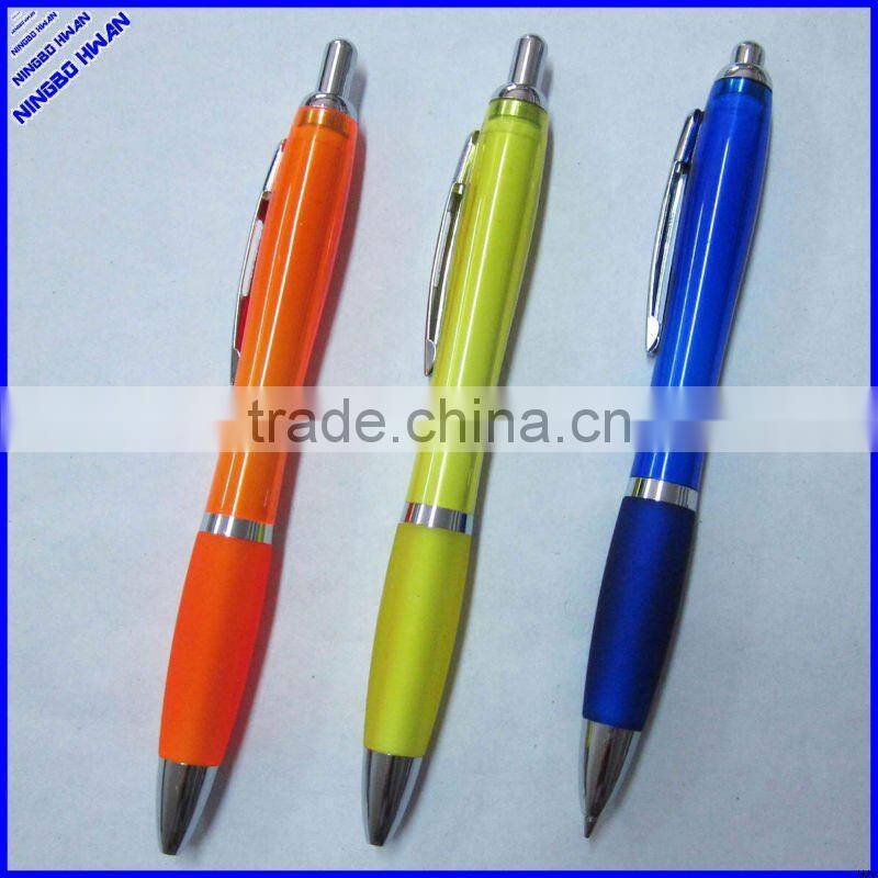 2014 cheap new transparent promotional plastic pens for logo, promotional ball pen