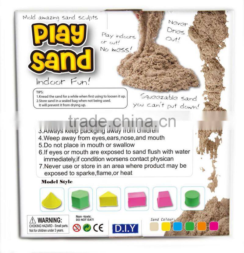 22015 hot selling DIY educational moving magic play sand with Tools and Molds for kids