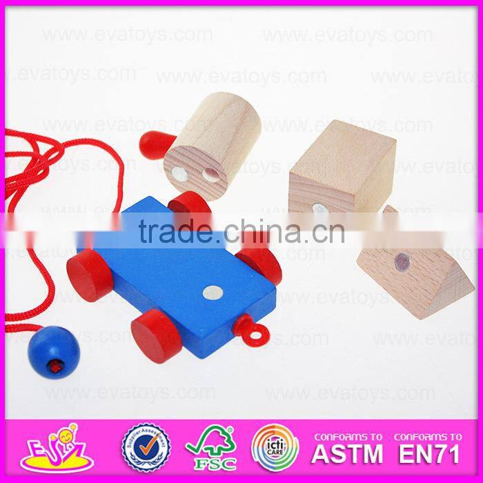 2015 Educational Kids wooden pull line toy,Funny play children wooden pull line toy,Hot sale Baby Pull Line Train Toys W05B088