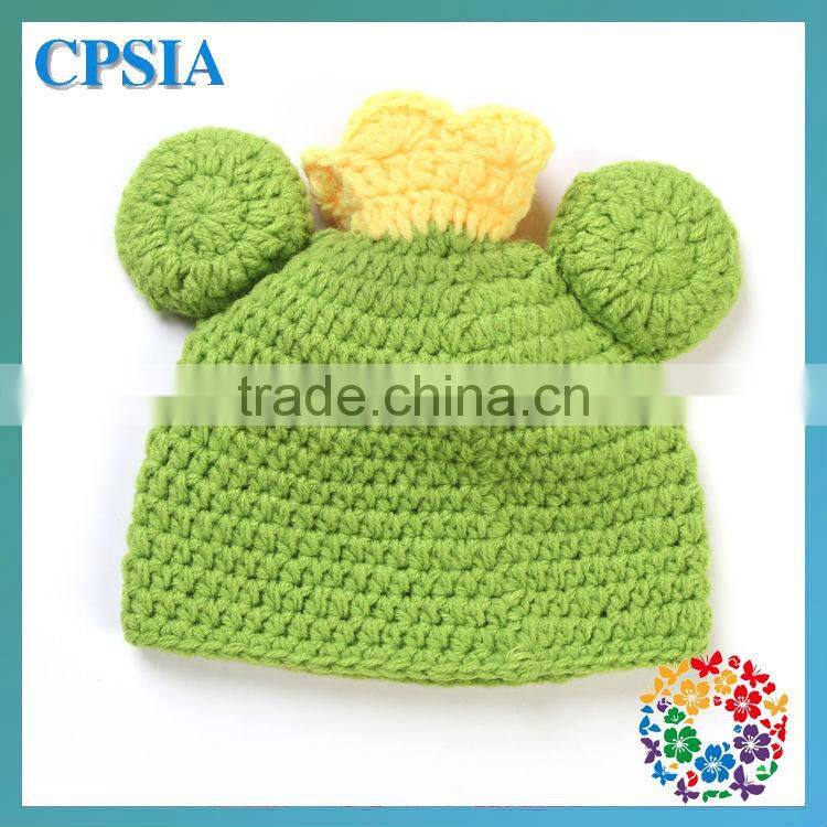 2014 Newest Baby Cute Hat Red Colour With Satin Bowknot 100% Headband Knit Cap