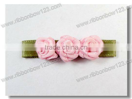 Satin ribbon small artificial flowers with leaf