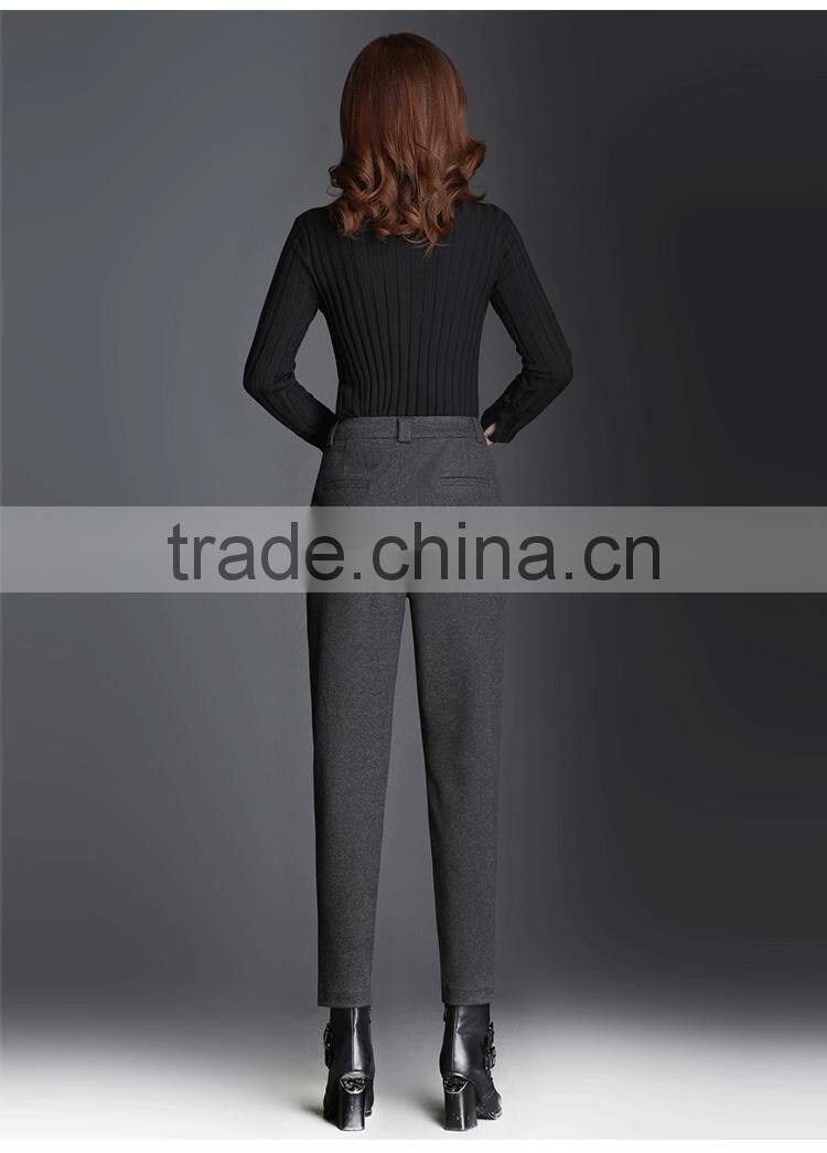 ladies wool pants winter working high-waisted trousers for women