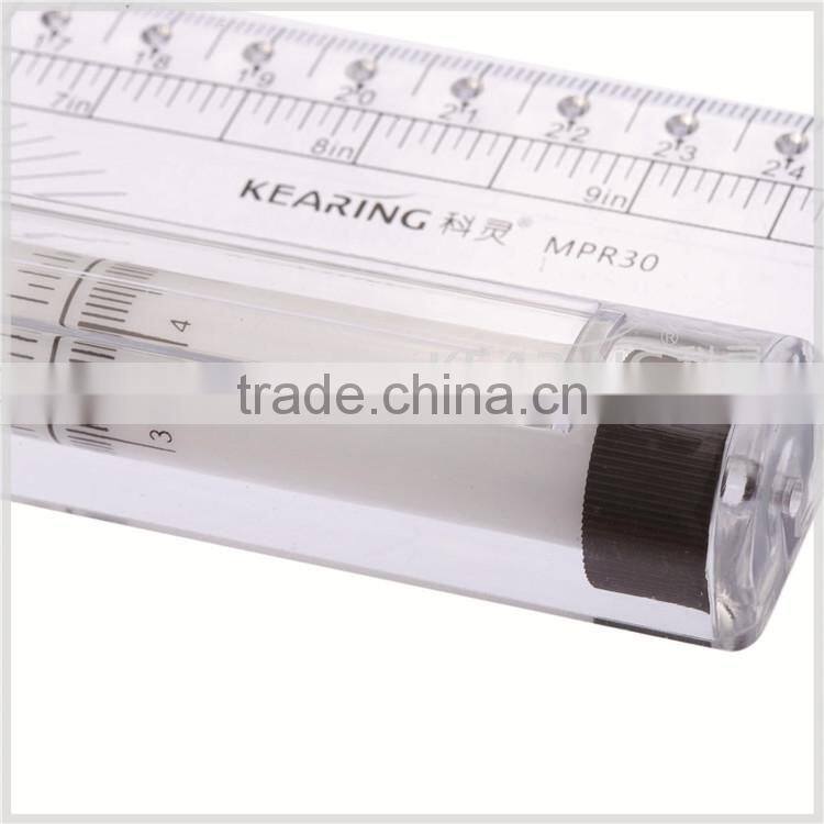 Transparent Plastic Multi-Purpose Rolling Ruler With Protractor For Scaling