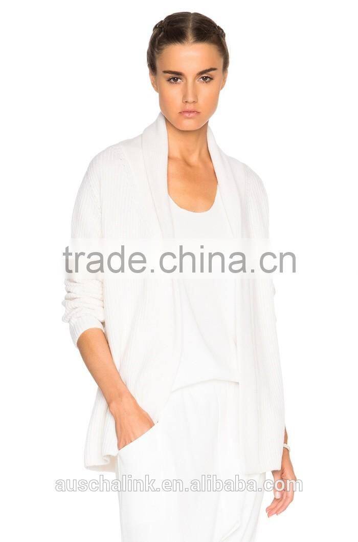 women 100% cashmere no button fancy cardigan sweater