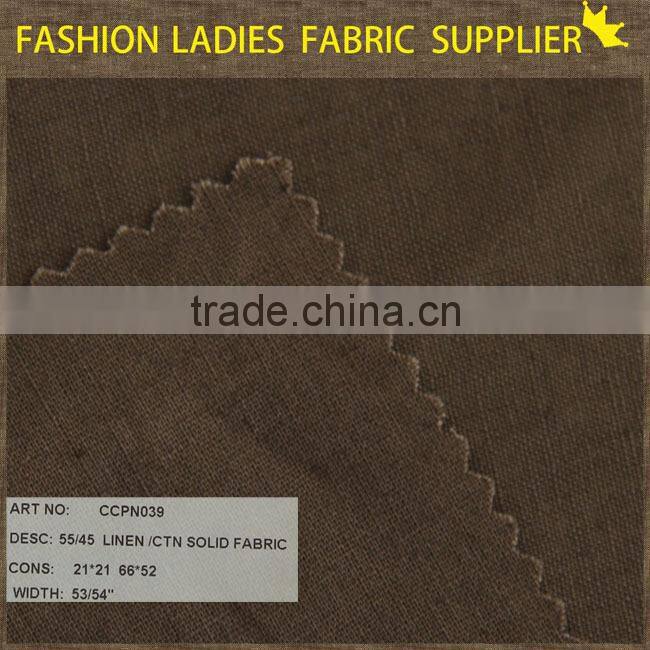 manufactory to produce high and good handfeel solid one plain weave 55 linen 45 cotton fabric